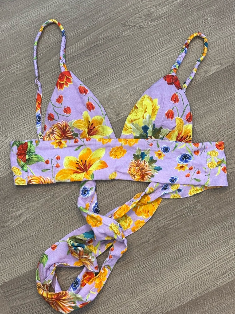 Agua Bendita / Lavender Floral V-Neck Crop Top